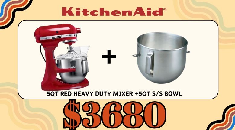 5QT RED HEAVY DUTY MIXER +5QT S/S BOWL